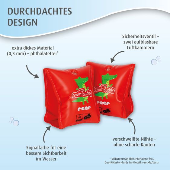 Reer Brassards De Natation myswimbuddy De 1 An - 6 Ans (11 Kg - 30 Kg) - Rouge