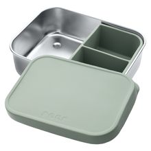 Contenitore per pane in silicone e acciaio inox con contenitore separato, capacità circa 700 ml - Argento / Verde
