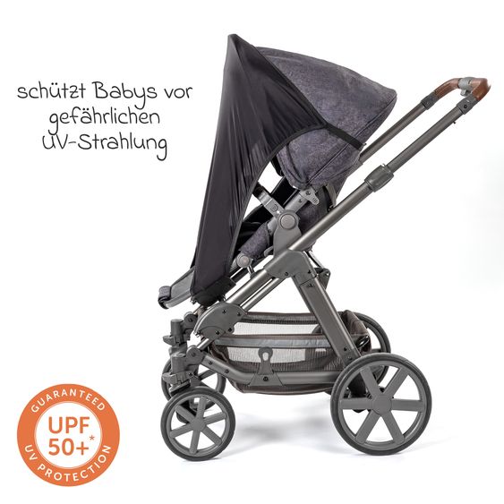 Reer Sonnenschutz ShineSafe UPF 50+ universell passend für Buggys & Kombi-Kinderwagen - Schwarz