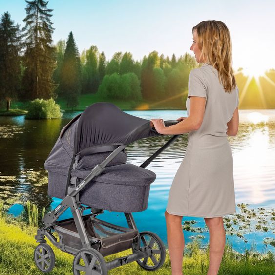 Reer Sonnenschutz ShineSafe UPF 50+ universell passend für Buggys & Kombi-Kinderwagen - Schwarz