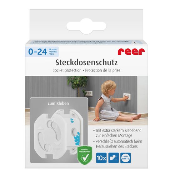 Reer Steckdosenschutz 10er Pack zum Kleben - Weiß