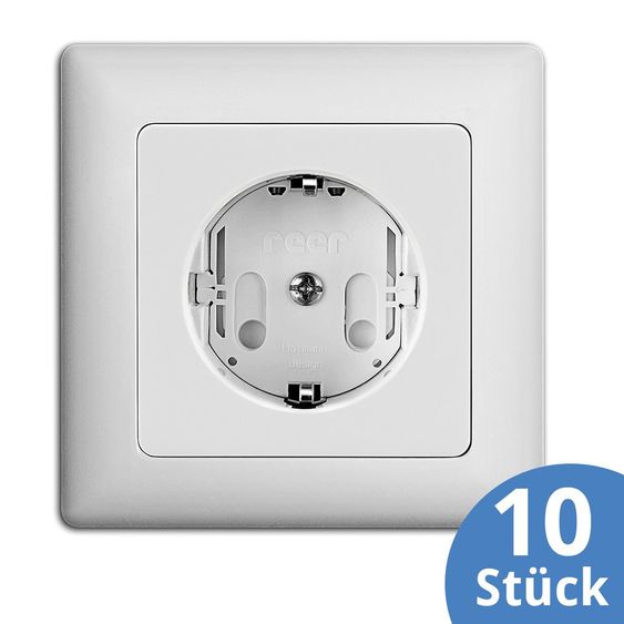 Reer Steckdosenschutz zum Schrauben - 10er Pack - Weiß