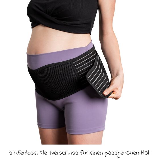 Reer Stützgürtel Mama mit Klettverschluss, atmunksaktiv unterstützt den Babybauch & den Rücken - Schwarz