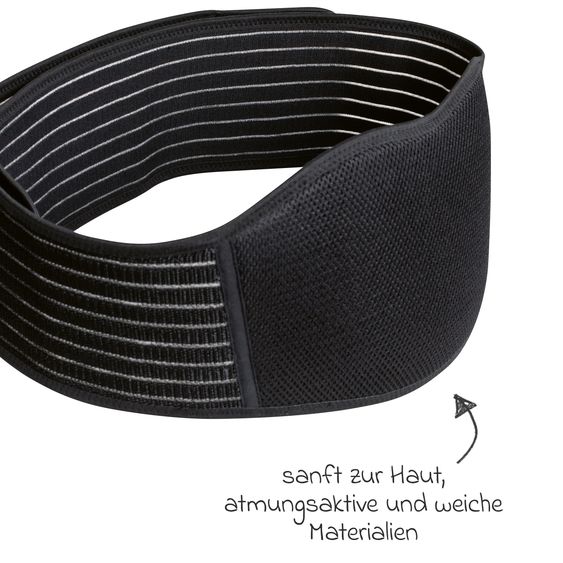 Reer Stützgürtel Mama mit Klettverschluss, atmunksaktiv unterstützt den Babybauch & den Rücken - Schwarz