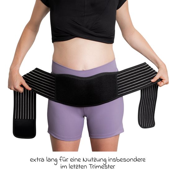 Reer Stützgürtel Mama mit Klettverschluss, atmunksaktiv unterstützt den Babybauch & den Rücken - Schwarz