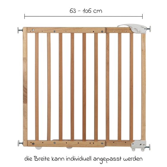 Reer Türschutzgitter / Treppenschutzgitter (63 bis 106 cm) zum Klemmen oder Schrauben - Natur