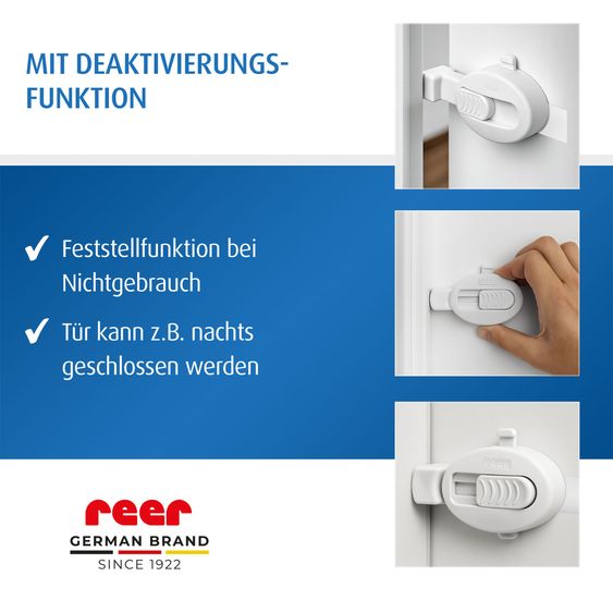 Reer Door stopper universally compatible with deactivation function - White