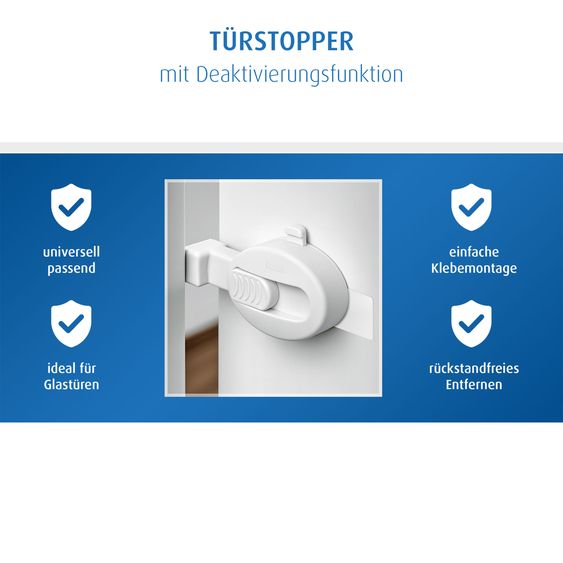 Reer Door stopper universally compatible with deactivation function - White