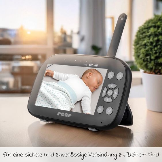 Reer Video-Babyphone BabyCam Pro HD Move mit Babyeinheit, Elternteil, 2 x USB-Kabel & 2 x Netzteil - Schwarz