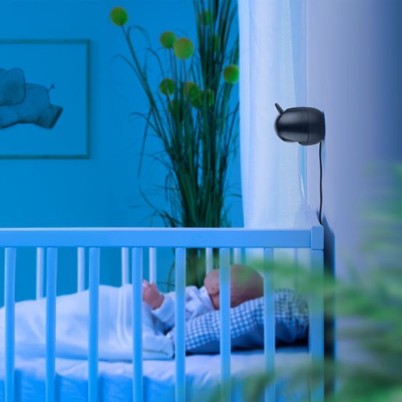 Reer Video-Babyphone BabyCam Pro HD Move mit Babyeinheit, Elternteil, 2 x USB-Kabel & 2 x Netzteil - Schwarz