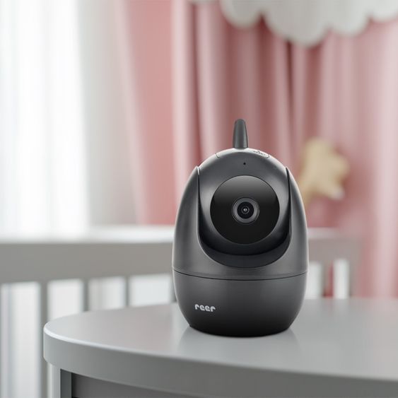Reer Video-Babyphone BabyCam Pro HD Move mit Babyeinheit, Elternteil, 2 x USB-Kabel & 2 x Netzteil - Schwarz