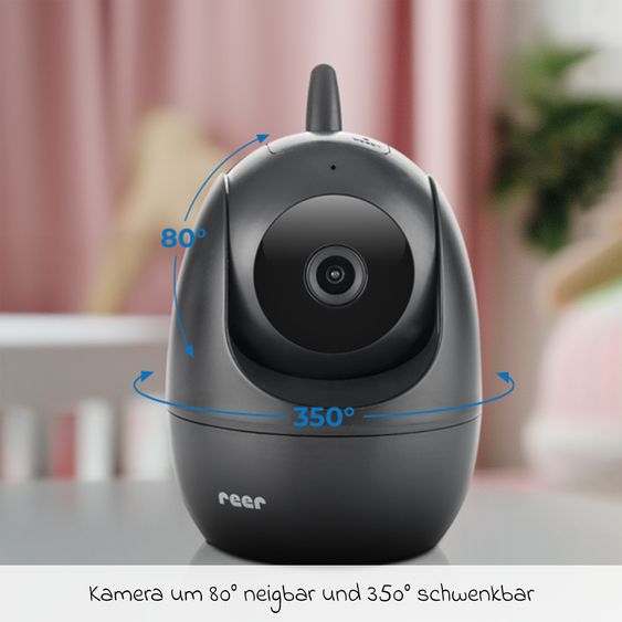 Reer Video-Babyphone BabyCam Pro HD Move mit Babyeinheit, Elternteil, 2 x USB-Kabel & 2 x Netzteil - Schwarz