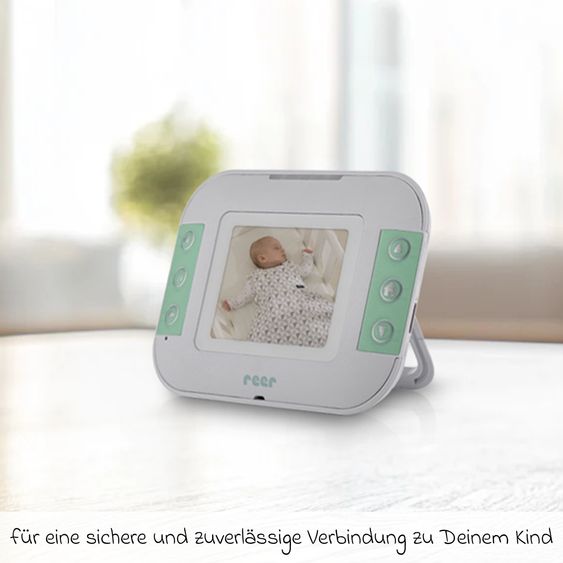 Reer Video-Babyphone BabyCam S mit Babyeinheit, Elternteil, 2 x USB-Kabel & 1 x Netzteil - Weiß / Türkis