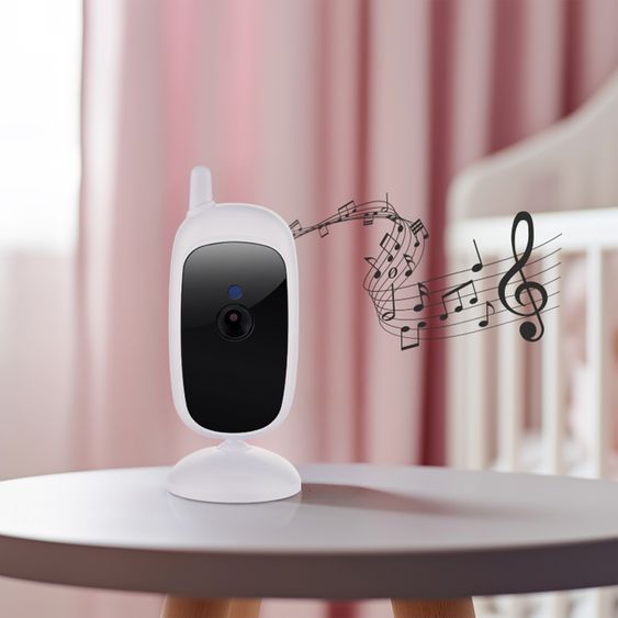 Reer Video-Babyphone BabyCam S mit Babyeinheit, Elternteil, 2 x USB-Kabel & 1 x Netzteil - Weiß / Türkis