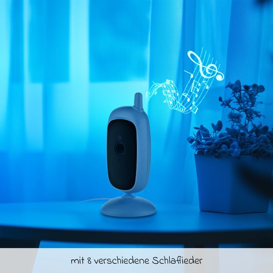 Reer Video-Babyphone BabyCam S mit Babyeinheit, Elternteil, 2 x USB-Kabel & 1 x Netzteil - Weiß / Türkis