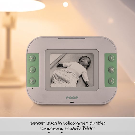 Reer Video-Babyphone BabyCam S mit Babyeinheit, Elternteil, 2 x USB-Kabel & 1 x Netzteil - Weiß / Türkis