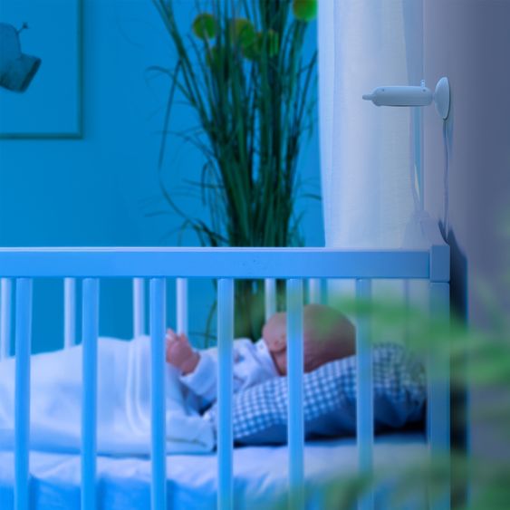 Reer Video-Babyphone BabyCam S mit Babyeinheit, Elternteil, 2 x USB-Kabel & 1 x Netzteil - Weiß / Türkis