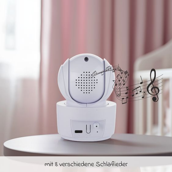 Reer Video-Babyphone BabyCam XL XL Move mit Babyeinheit, Elternteil, 2 x USB-Kabel & 1 x Netzteil - Weiß / Grau