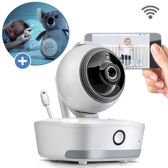 Reer Video Baby Monitor IP BabyCam Move incl. Night Light Koko Koala - White / Grey