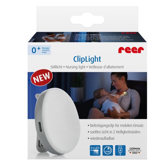 Reer Changing & Nursing Light ClipLight - Light Gray