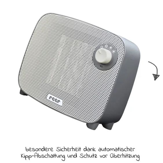 Reer Scaldasalviette / Termoventilatore 3in1 FeelWell Air - con funzione di raffreddamento incl. confezione da 10 guanti lavabili in mussola - Grigio Bianco