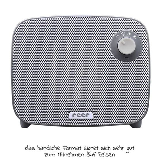 Reer Scaldasalviette / Termoventilatore 3in1 FeelWell Air - con funzione di raffreddamento incl. confezione da 10 guanti lavabili in mussola - Grigio Bianco
