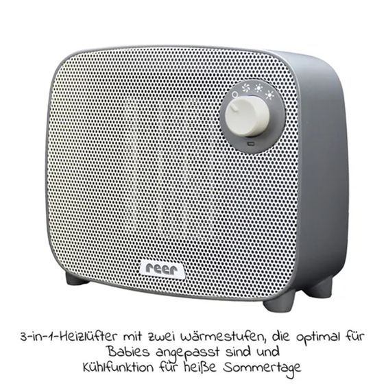 Reer Scaldasalviette / Termoventilatore 3in1 FeelWell Air - con funzione di raffreddamento incl. confezione da 10 guanti lavabili in mussola - Grigio Bianco