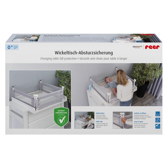 Reer Wickeltisch-Absturzsicherung für handelsübliche Wickeltische mit einer Wickelfläche von 80 x 75 cm - Grau