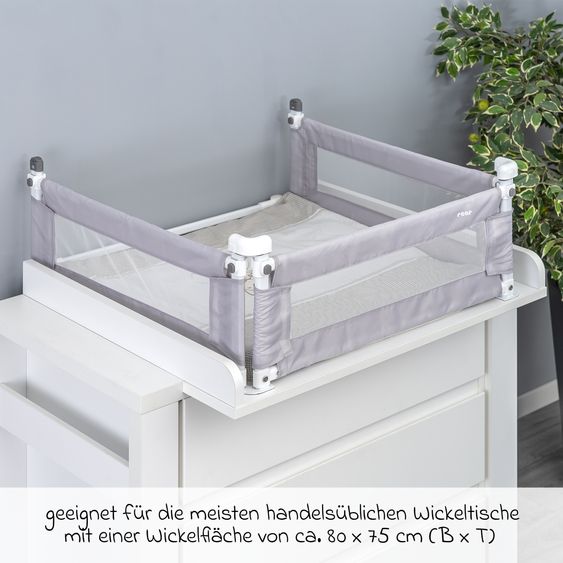 Reer Wickeltisch-Absturzsicherung für handelsübliche Wickeltische mit einer Wickelfläche von 80 x 75 cm - Grau