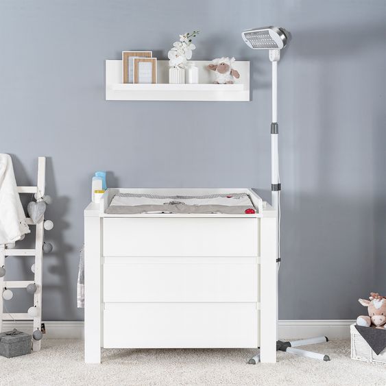 Reer Radiateur Chauffant Pour Table À Langer HeatCare+ avec Élément Chauffant Infrarouge Carbone pour Pied Fixe - Blanc