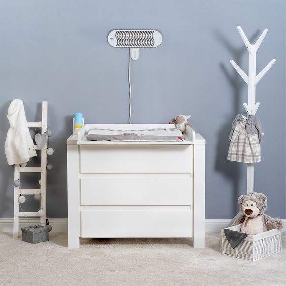 Reer Radiateur Chauffant Pour Table À Langer HeatCare+ avec Élément Chauffant Infrarouge Carbone pour Fixation Murale - Blanc