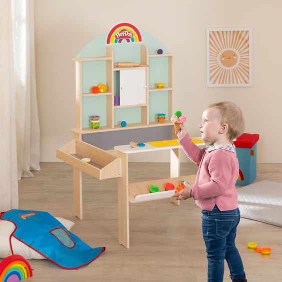 Roba 10-tlg. Nachhaltiges Spielset Roba + Play-Doh mit Bastelmatte 14,5 x 30 cm, 6 Dosen Knetmasse, Teigrolle, Pizzaschneider & Modelierwerkzeug