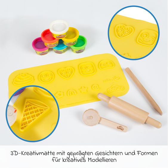 Roba 10-tlg. Nachhaltiges Spielset Roba + Play-Doh mit Bastelmatte 14,5 x 30 cm, 6 Dosen Knetmasse, Teigrolle, Pizzaschneider & Modelierwerkzeug