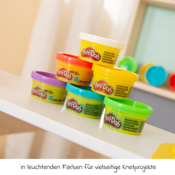 Roba 12-tlg. Nachhaltiges Spielset Roba + Play-Doh mit Bastelmatte 14,5 x 30 cm, Schürze, Box, 6 Dosen Knetmasse, Teigrolle, Pizzaschneider & Modelierwerkzeug
