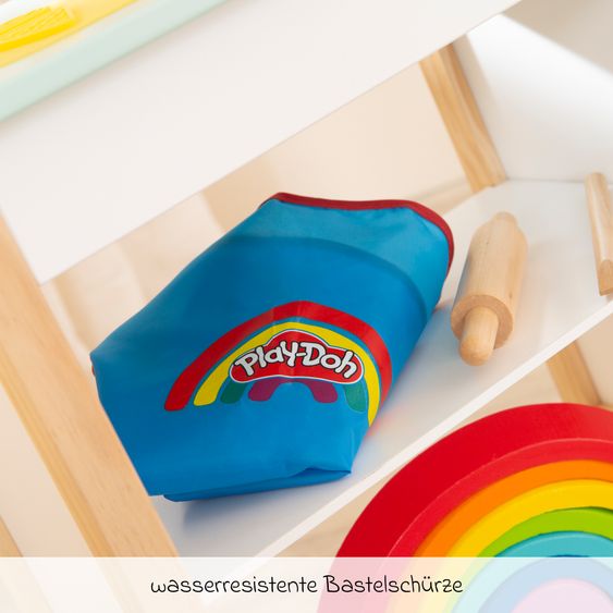 Roba 12-tlg. Nachhaltiges Spielset Roba + Play-Doh mit Bastelmatte 14,5 x 30 cm, Schürze, Box, 6 Dosen Knetmasse, Teigrolle, Pizzaschneider & Modelierwerkzeug