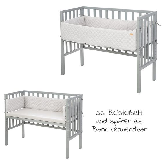 Roba 2in1 Beistellbett, Bank & Matratze & Nestchen Roba Style - Silbergrau - Taupe