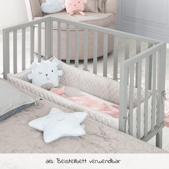 Roba 2in1 Beistellbett, Bank & Matratze & Nestchen Roba Style - Silbergrau - Taupe