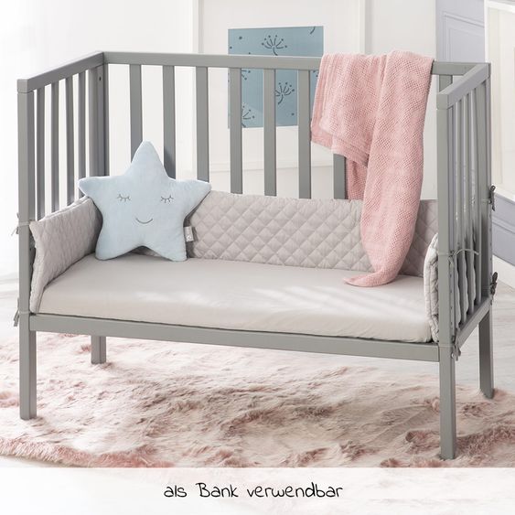 Roba 2in1 Beistellbett, Bank & Matratze & Nestchen Roba Style - Silbergrau - Taupe