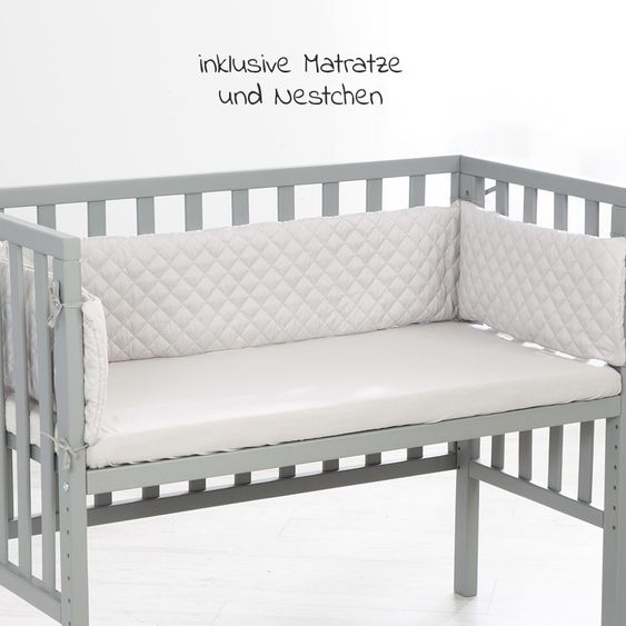 Roba 2in1 Beistellbett, Bank & Matratze & Nestchen Roba Style - Silbergrau - Taupe