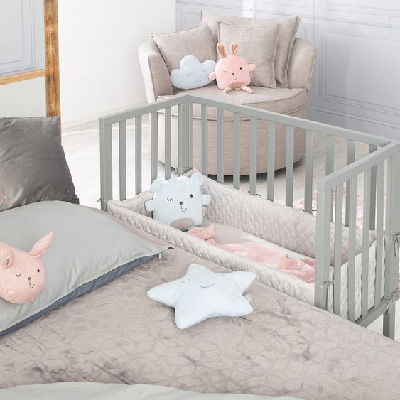 Roba 2in1 Beistellbett, Bank & Matratze & Nestchen Roba Style - Silbergrau - Taupe