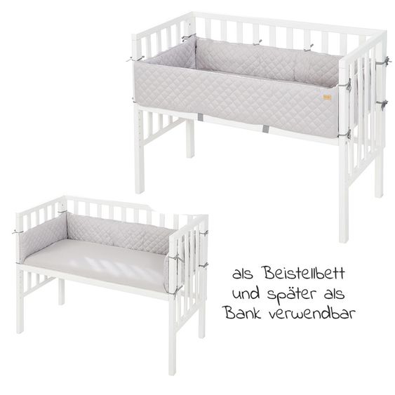 Roba 2in1 Beistellbett, Bank & Matratze & Nestchen Roba Style - Silbergrau - Weiß