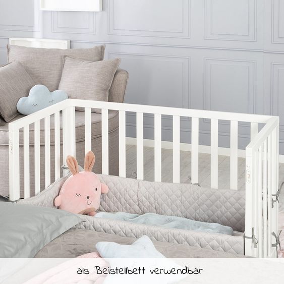 Roba 2in1 Beistellbett, Bank & Matratze & Nestchen Roba Style - Silbergrau - Weiß