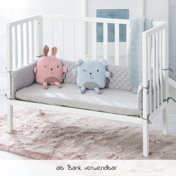 Roba 2in1 Beistellbett, Bank & Matratze & Nestchen Roba Style - Silbergrau - Weiß