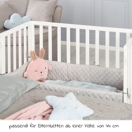 Roba 2in1 Beistellbett, Bank & Matratze & Nestchen Roba Style - Silbergrau - Weiß