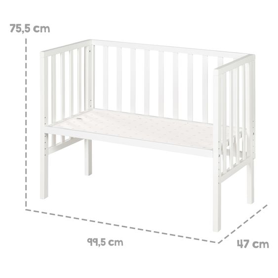 Roba 2in1 Beistellbett mit Canvas-Barriere, Nestchen + safe asleep Matratze mit 90 x 45 cm 47 x 99,5 cm - Sternenzauber - Grau