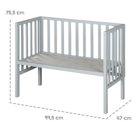 Roba 2in1 co-sleeper and bench with canvas barrier + mattress it 90 x 45 cm 47 x 99.5 cm - Taupe