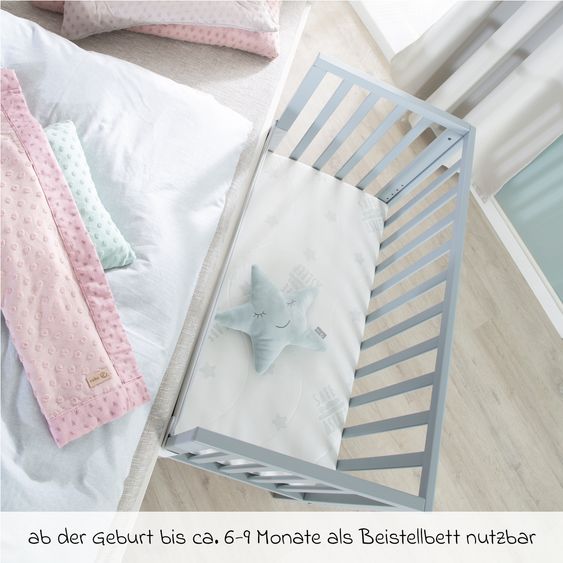 Roba 2in1 Beistellbett und Bank mit Canvas-Barriere + Matratze mit 90 x 45 cm - 47 x 99,5 cm - Taupe