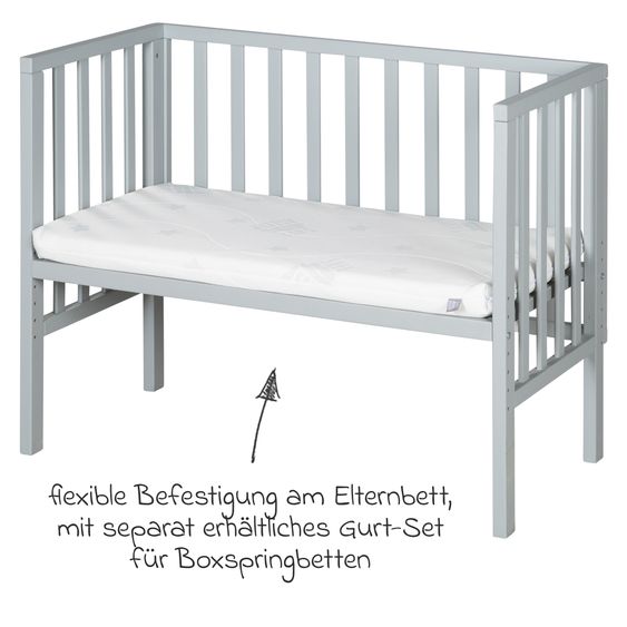 Roba 2in1 Beistellbett und Bank mit Canvas-Barriere + Matratze mit 90 x 45 cm - 47 x 99,5 cm - Taupe