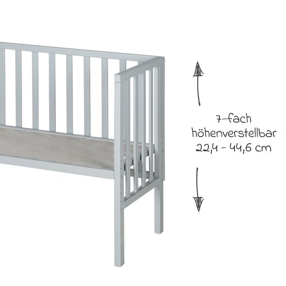 Roba 2in1 Beistellbett und Bank mit Canvas-Barriere + Matratze mit 90 x 45 cm - 47 x 99,5 cm - Taupe