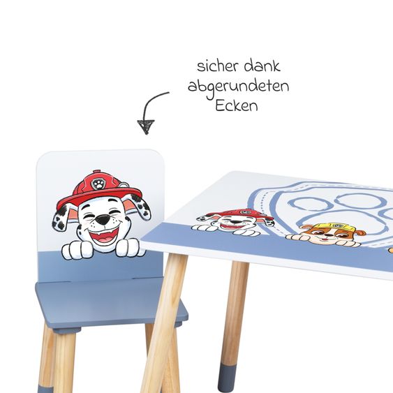 Roba 3-tlg. Kindersitzgruppe inkl. 1 Tisch und 2 Stühle - Paw Patrol - Weiß Blau